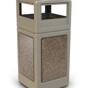 Waste Container with Dome Lid and Ashtray - StoneTec Panel