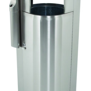 Stainless Steel Waste Container with Cigarette Receptacle - Leafview2, 20 Gallon